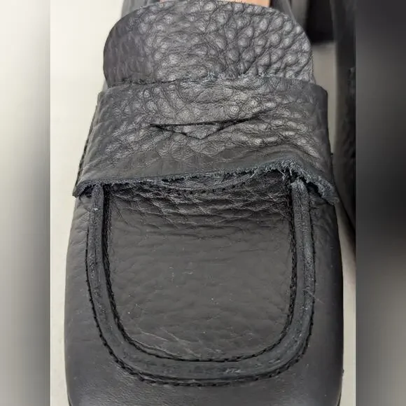 NEW Aquatalia Carlina Block heel black leather pumps size 9 Square Toe textured - Picture 8 of 8